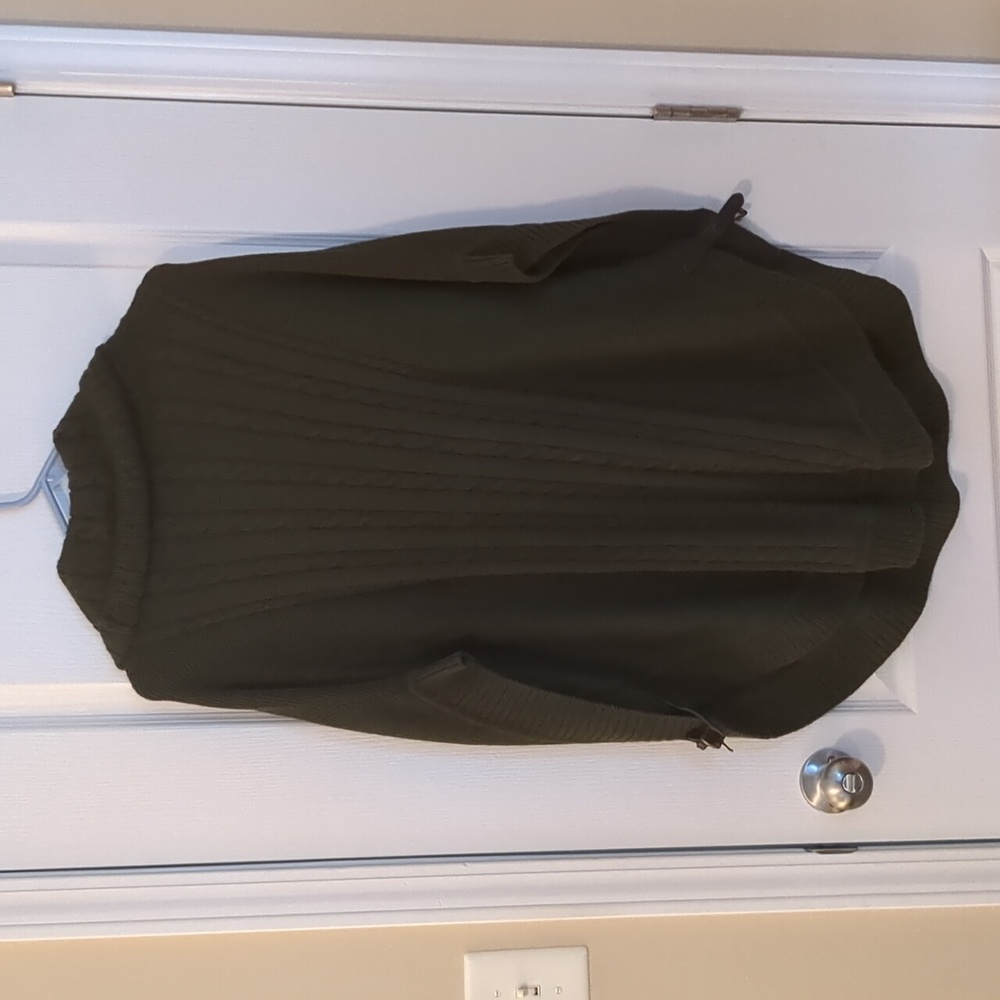 Olive Green Cowl Sweater Poncho - Picture 4 of 4